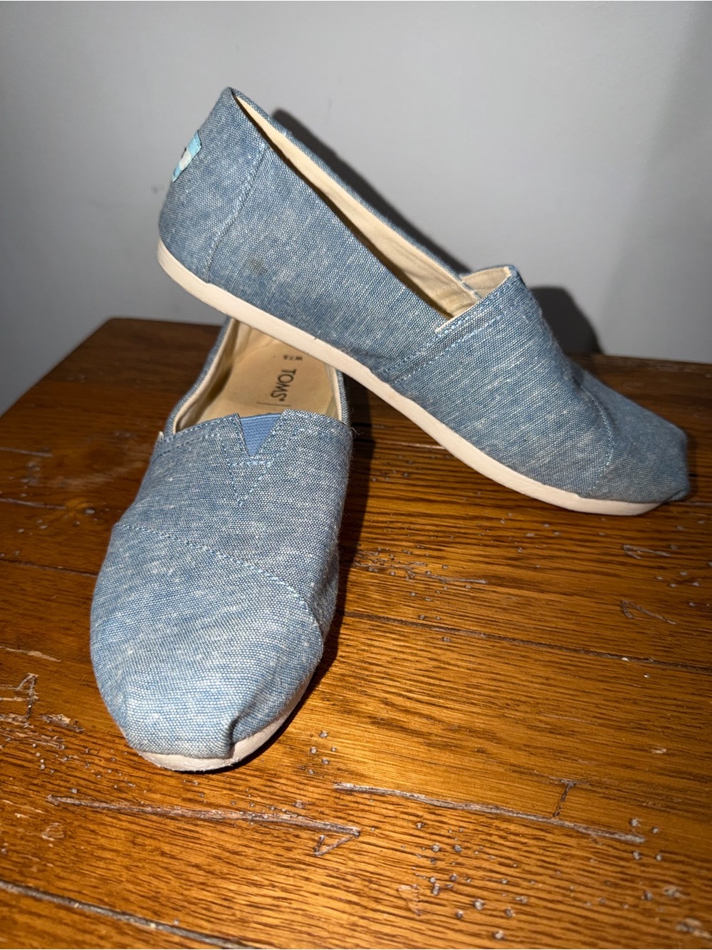 Toms Light Blue Canvas Slip-On Flats